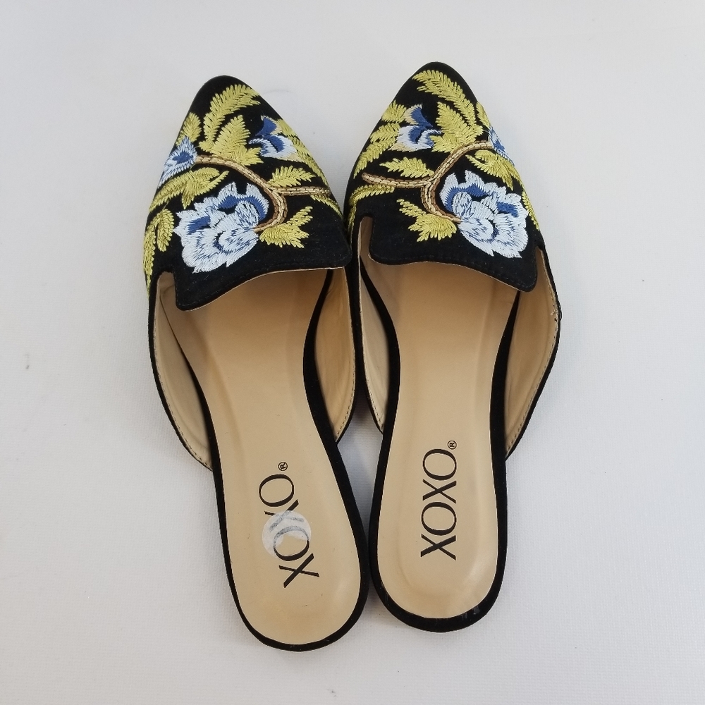 XOXO Marcie Black Embroidered Slip On Flats Sz 7 - Picture 6 of 8